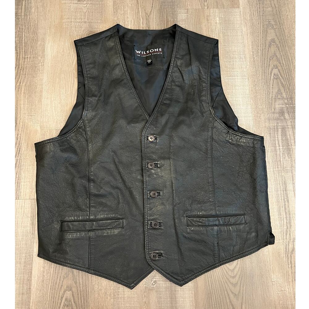 Wilsons Men's Black Leather Vest